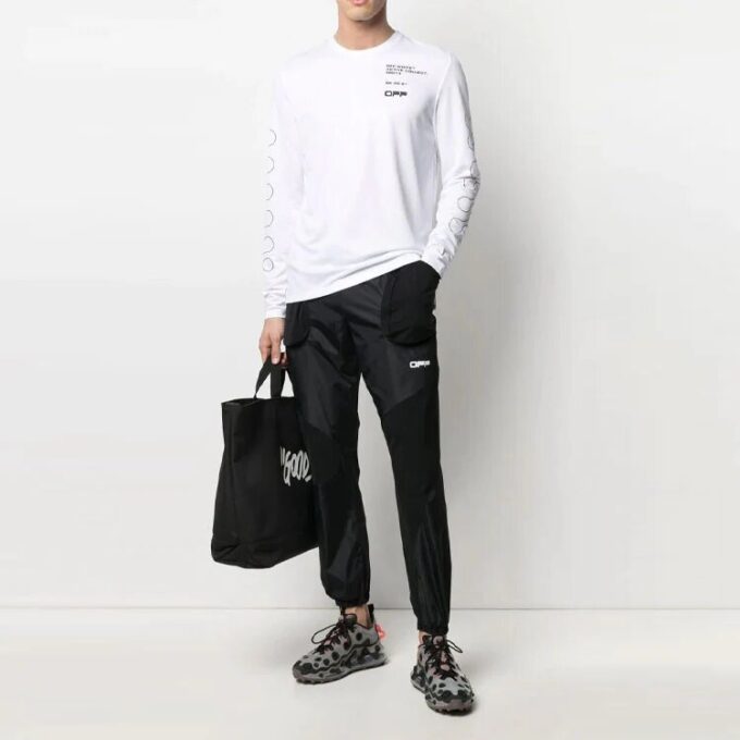 SS21 Imprimare cu model logo Mâneci lungi Versiune slim fit Alb
