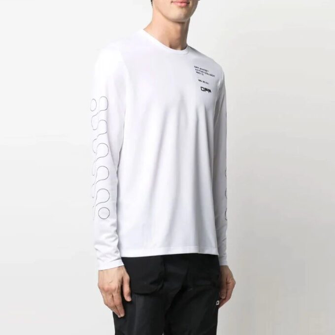 SS21 Imprimare cu model logo Mâneci lungi Versiune slim fit Alb