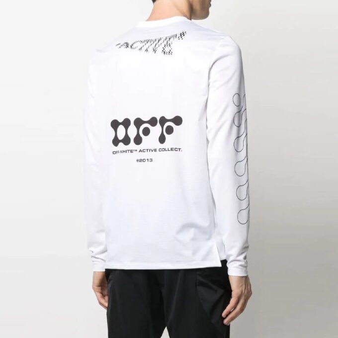 SS21 Imprimare cu model logo Mâneci lungi Versiune slim fit Alb