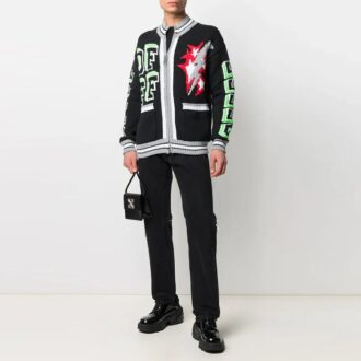 SS21 Jachetă cardigan cu fermoar și model Negru