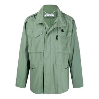 SS21 Jachetă cu logo Arrows, culoare solidă, cu buzunare multiple, verde