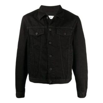 SS21 Jachetă din denim cu imprimeu logo, croială largă, negru