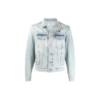 SS21 Jachetă din denim cu imprimeu pe spate, albastră