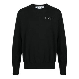 SS21 Logo cu litere, croială lejeră, guler rotund, mâneci lungi, negru