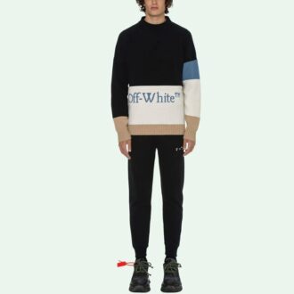 SS21 Logo Guler rotund Mâneci lungi Negru
