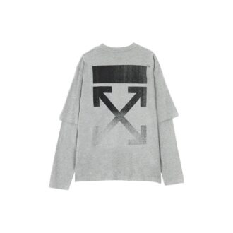 SS21 Logo model spate guler rotund mâneci lungi versiune obișnuită gri
