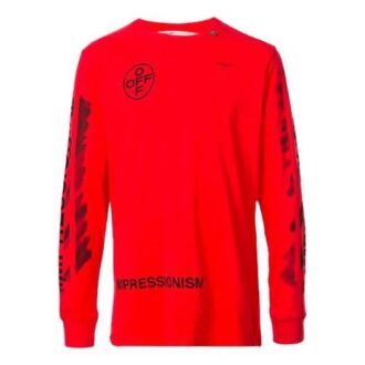 SS21 Logo Negru Săgeată Imprimare Graffiti Mâneci lungi Roșu