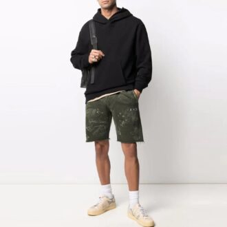SS21 Logo Pattern Pantaloni Scurți sportivi până la genunchi, versiunea verde