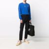 SS21 Model cu litere, culoare solidă, mâneci lungi, albastru