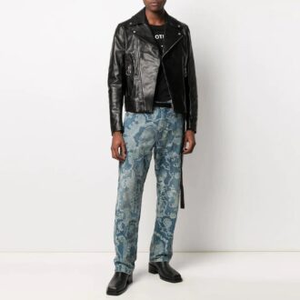 SS21 Model cu logo, fermoar, croială slim, negru