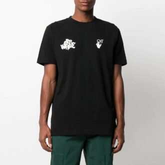 SS21 Model cu logo, mânecă scurtă, croială largă, negru