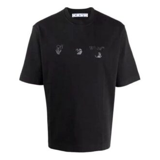 SS21 Pantaloni Scurți cu mâneci scurte și logo pe mână, versiune standard, negru