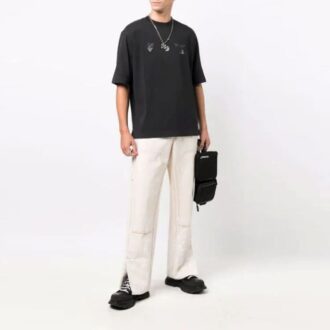 SS21 Pantaloni Scurți cu mâneci scurte și logo pe mână, versiune standard, negru