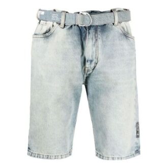 SS21 Pantaloni Scurți din Denim cu imprimeu logo pe centură, versiune albastră