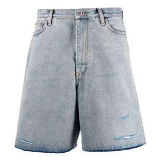 SS21 Pantaloni Scurți din denim de bumbac, croială largă, albastru