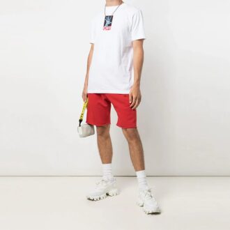 SS21 Pantaloni Scurți sport drepti cu imprimeu logo, versiune roșie