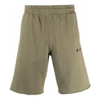SS21 Pantaloni scurți sportivi cu logo, culoare solidă, kaki