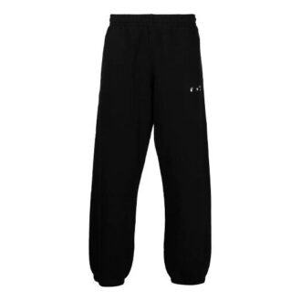 SS21 Pantaloni sport cu imprimeu logo alfabet și săgeată, croială largă, negru