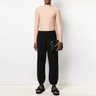 SS21 Pantaloni sport cu imprimeu logo alfabet și săgeată, croială largă, negru