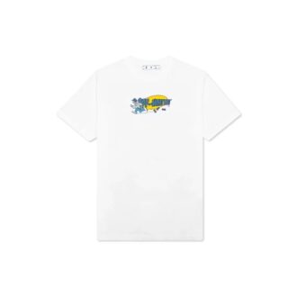 SS21 Pulover B-Boy cu guler rotund, imprimeu, pantaloni scurți, croială slim, alb