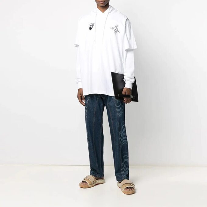 SS21 Pulover casual cu imprimeu alb
