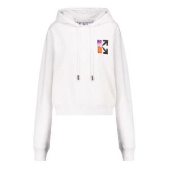 SS21 Pulover cu glugă cu imprimeu săgeată în degrade, casual, versiune standard, unisex, alb