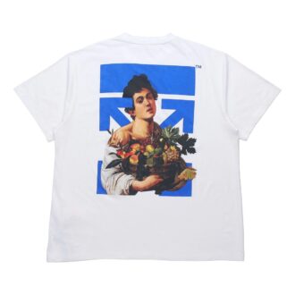 SS21 Pulover cu guler rotund, imprimeu, mânecă scurtă, croială largă, alb