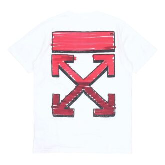 SS21 Pulover cu guler rotund, mânecă scurtă, imprimeu cu logo Back Arrow, alb