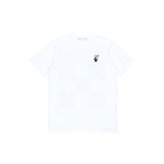SS21 Pulover cu guler rotund, mânecă scurtă, imprimeu cu logo Back Arrow, alb