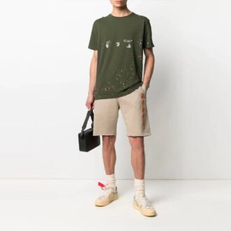 SS21 Pulover cu imprimeu logo, mânecă scurtă, croială lejeră, verde