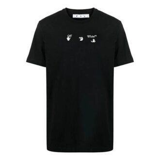 SS21 Pulover cu mâneci scurte și guler rotund cu imprimeu Bolt Arrows, versiune standard, negru