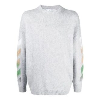 SS21 Tricot cu dungi și imprimeu logo, gri
