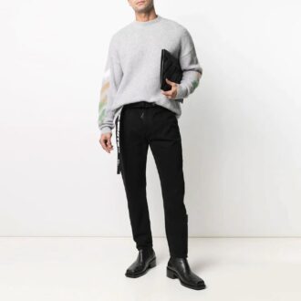 SS21 Tricot cu dungi și imprimeu logo, gri