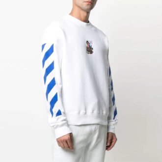 SS21 Tricou alb cu mâneci lungi, imprimeu cu dungi și model de Arrows