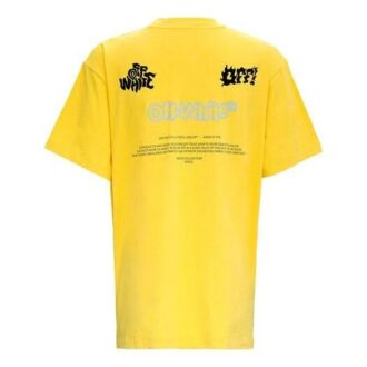 SS21 Tricou casual cu guler rotund, mâneci scurte și imprimeu logo, croială lejeră, galben