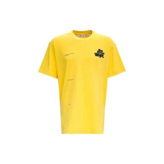 SS21 Tricou casual cu guler rotund, mâneci scurte și imprimeu logo, croială lejeră, galben