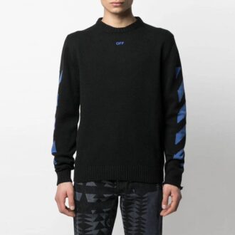 SS21 Tricou cu dungi în formă de Arrows, versiune tricotată, negru