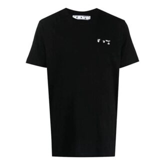 SS21 Tricou cu guler rotund și mâneci scurte, imprimat cu logo, negru