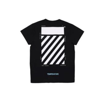 SS21 Tricou cu guler rotund și pantaloni scurți, cu imprimeu cu dungi din bumbac, negru