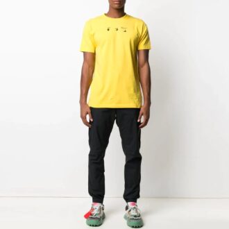 SS21 Tricou cu guler rotund, mâneci scurte, croială lejeră, imprimeu cu săgeți și logo, galben