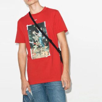 SS21 Tricou cu guler rotund, pantaloni scurți, croială lejeră, imprimeu, roșu