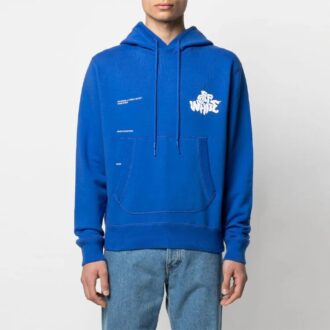 SS21 Tricou cu imprimeu alfabet și șnur, croială largă, albastru
