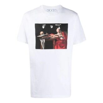 SS21 Tricou cu imprimeu, guler rotund și pantaloni scurți, alb