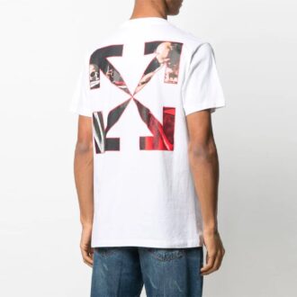 SS21 Tricou cu imprimeu, guler rotund și pantaloni scurți, alb