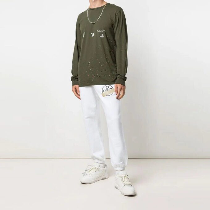 SS21 Tricou cu imprimeu, mâneci lungi, verde