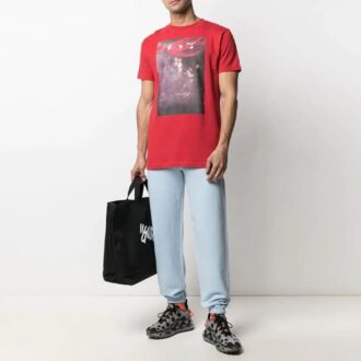 SS21 Tricou cu mânecă scurtă, croială largă, imprimeu săgeată, roșu
