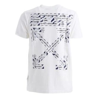 SS21 Tricou cu mânecă scurtă, guler rotund, imprimeu cu litere, versiune standard, alb