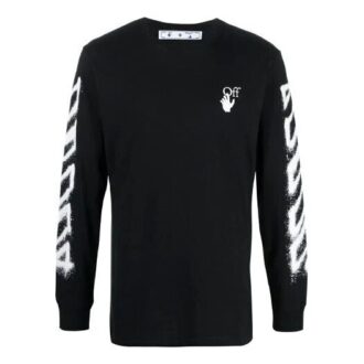 SS21 Tricou cu mâneci lungi și croială slim, cu imprimeu Arrows, negru