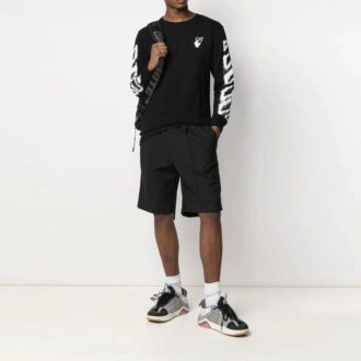 SS21 Tricou cu mâneci lungi și croială slim, cu imprimeu Arrows, negru