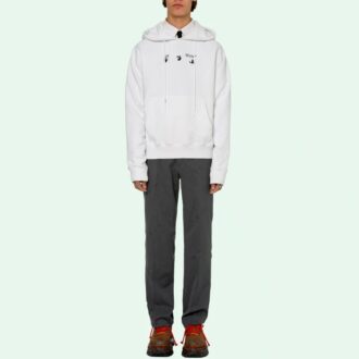 SS21 Tricou cu mâneci lungi și glugă, cu logo imprimat, alb